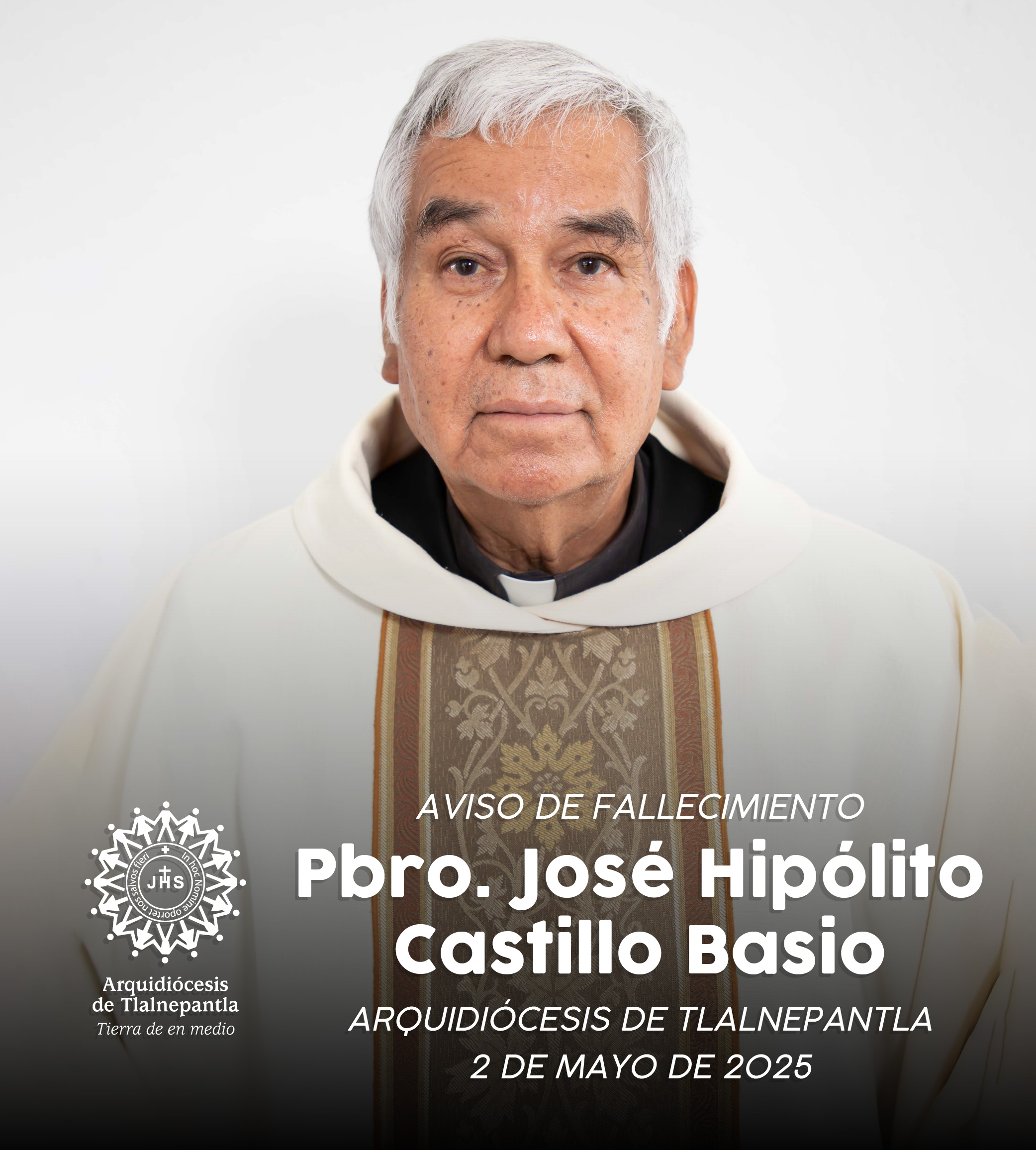 Aviso de Fallecimiento Pbro. José Hipólito Castillo Basio